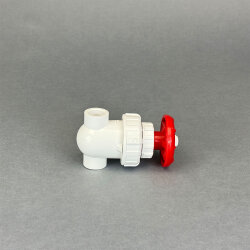 PVC Absperrhahn / Absperrventil weiß / rot 20 mm