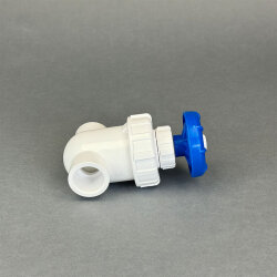 PVC Absperrhahn / Absperrventil weiß/blau 32 mm