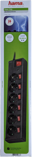 Steckdosenleiste 6 Fach, einzeln Abschaltbar Stecker 45°
